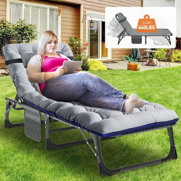 BOZTIY Folding Camping Cot Portable Outdoor Chaise Lounge