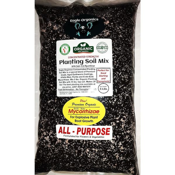 Unbranded Organic Premium Planting mix. Concentrated Strength. 5 lbs. Makes 20 lbs. Nutrient Rich with Endo - Ecto Mycorrhizae