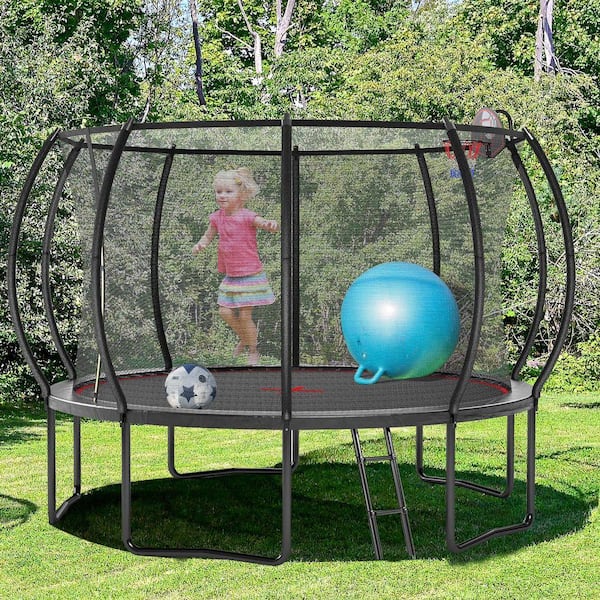 SUNRINX FLIPZA 12 ft. Trampoline with Basketball Hoop and