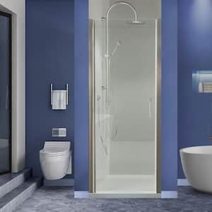 30-31.5 in. W x 72 in. H Brushed Nickel Frameless Pivot Shower Door with 1/4 in Thick Clear Tempered Glass