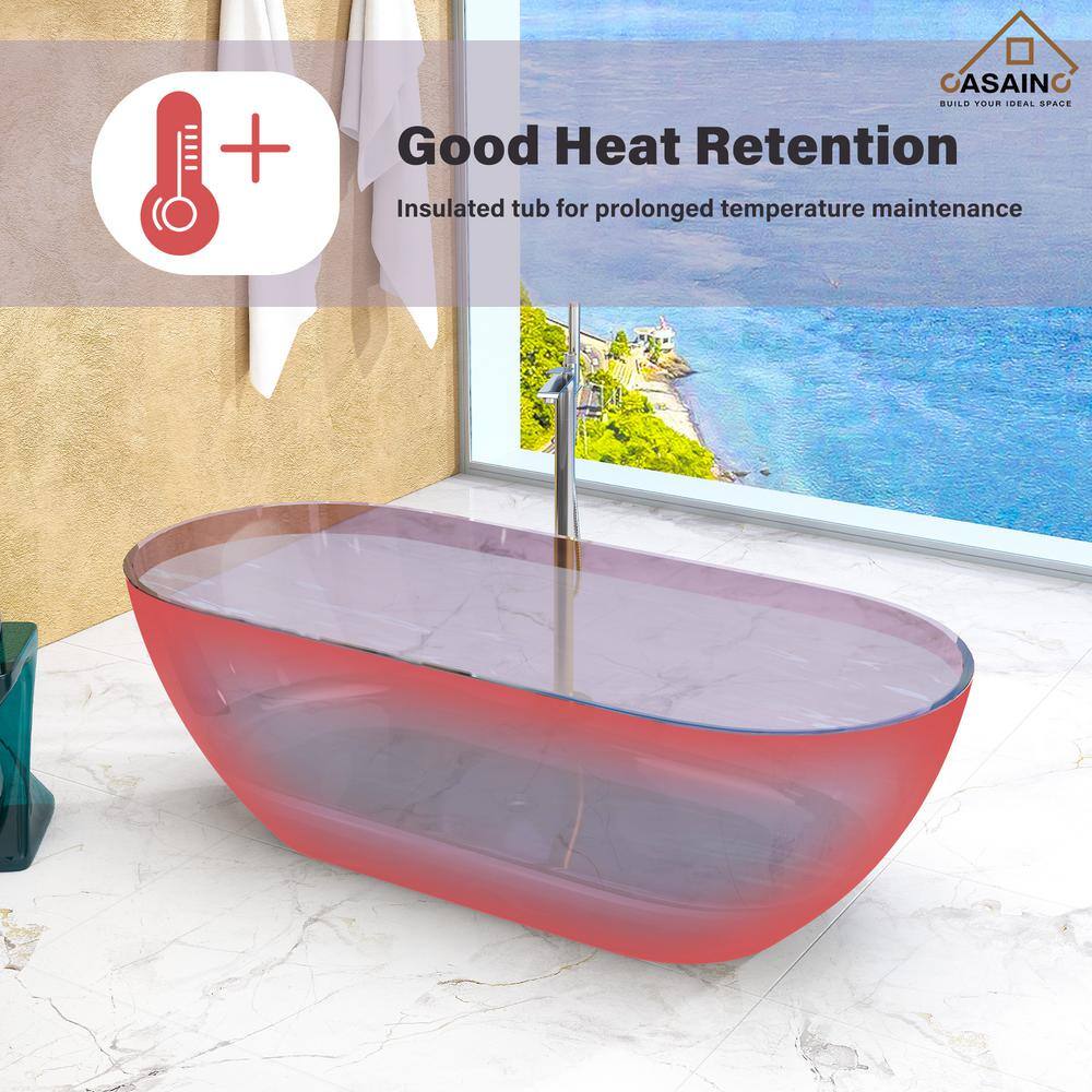 69'' Purple Transparent Resin Freestanding Soaking Bathtub