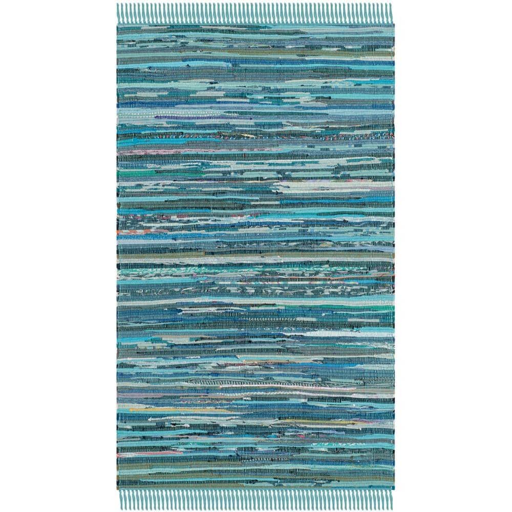 SAFAVIEH Rag Rug Blue/Multi 3 ft. x 4 ft. Gradient Striped Area Rug RAR121B24 The Home Depot