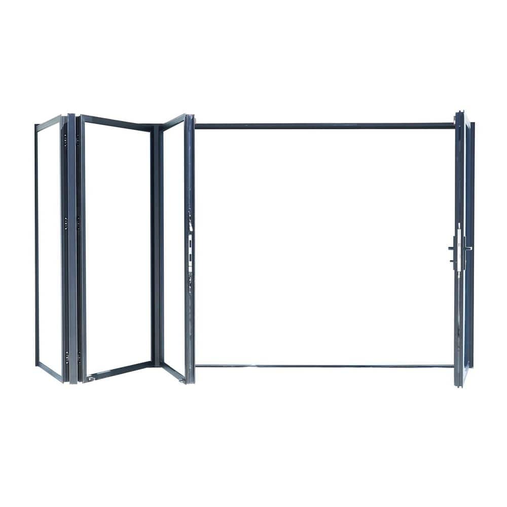 TEZA DOORS Teza 85 Series 144 in. x 80 in. Matte Black 1 Right 3