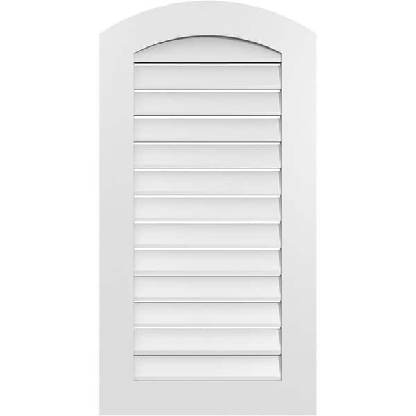 Ekena Millwork 22" x 40" Arch Top Surface Mount PVC Gable Vent: Non-Functional with Standard Frame
