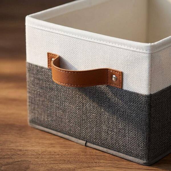 Gray 18 in. x 7 in. Fabric Decorative Basket Set of 3 LINBQ616