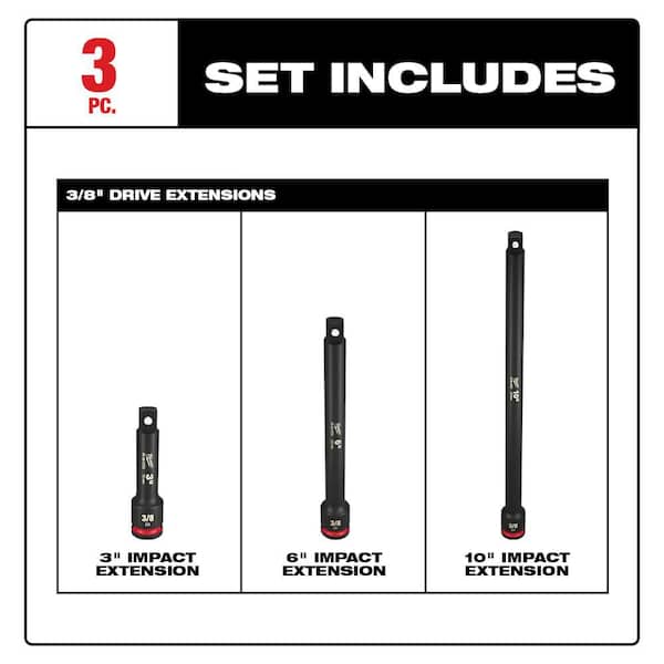 SHOCKWAVE Impact Duty 3/8 in. Drive Extension Set (3-Piece)