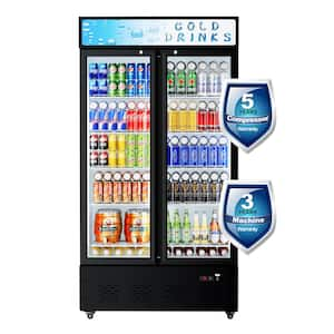 41 in. 30 cu. ft. Foot Commercial Upright Display Refrigerator 2 Glass Door Beverage Refrigerator (Black)