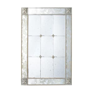 53.5 in. x 39.4 in. Modern Rectangle Framed Antique, Cream Standing Mirror
