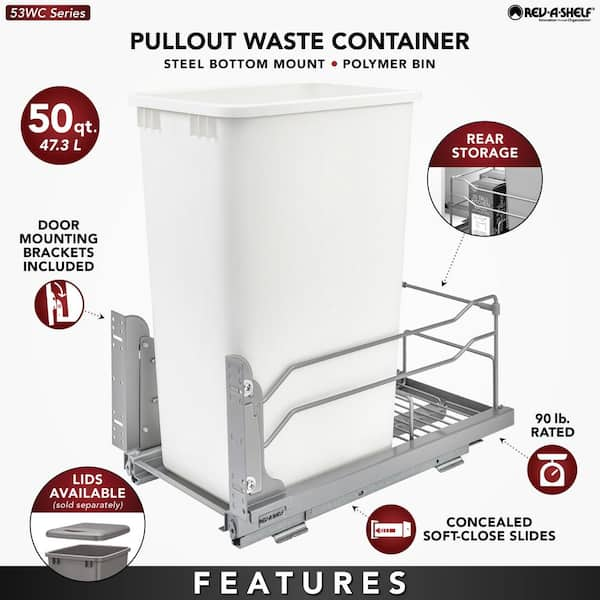 Rev-A-Shelf 8-785-30-DM2SS Series 10/20 Liter Under Sink Waste Bin Pullout