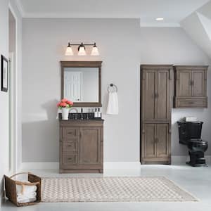 Naples 30 in. W x 22 in. D x 35 in. H Single Sink Freestanding Bath Vanity in Distressed Gray with Carrara Marble Top