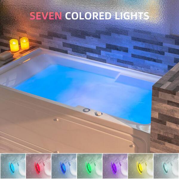 60 in. 1 Person Freestanding Whirlpool Jets SPA Hot Bath Tub with  Chromotherapy Lights, Water Jets & Tub Filler, 110V, Center Drain