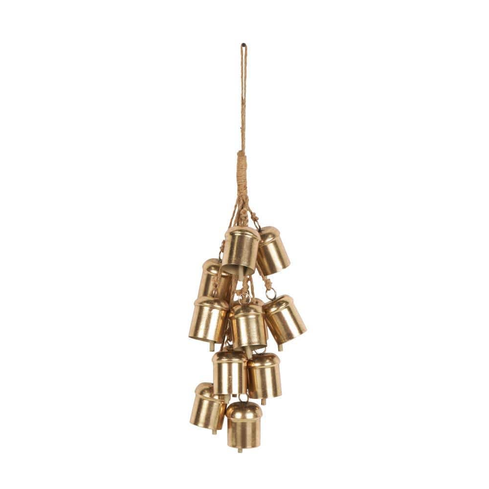 9 in. x 25 in. Gold Metal Cluster Decorative Bells with Jute Hanging Rope price history on PriceWatchPro