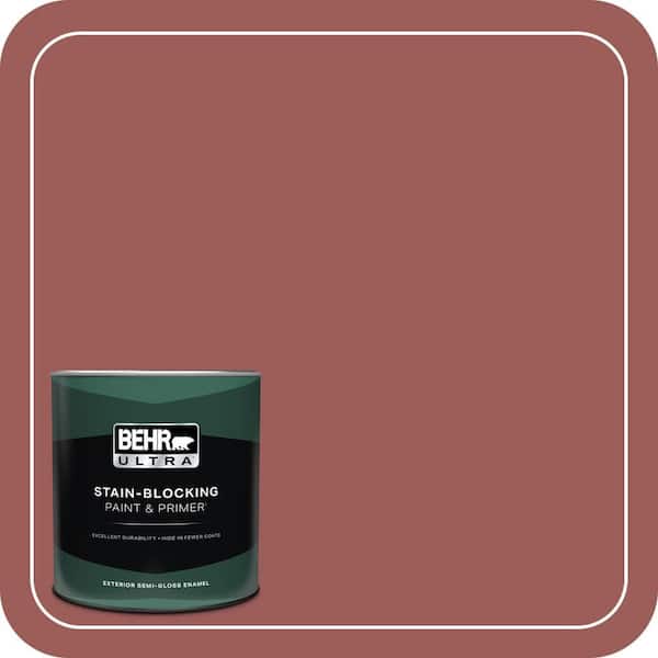 BEHR ULTRA 1 qt. #PMD-86 Arabian Red Semi-Gloss Enamel Exterior Paint & Primer