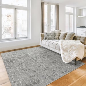 Trevi Zalo Dark Gray 5 ft. x 7 ft. Abstract High-Low Indoor Area Rug