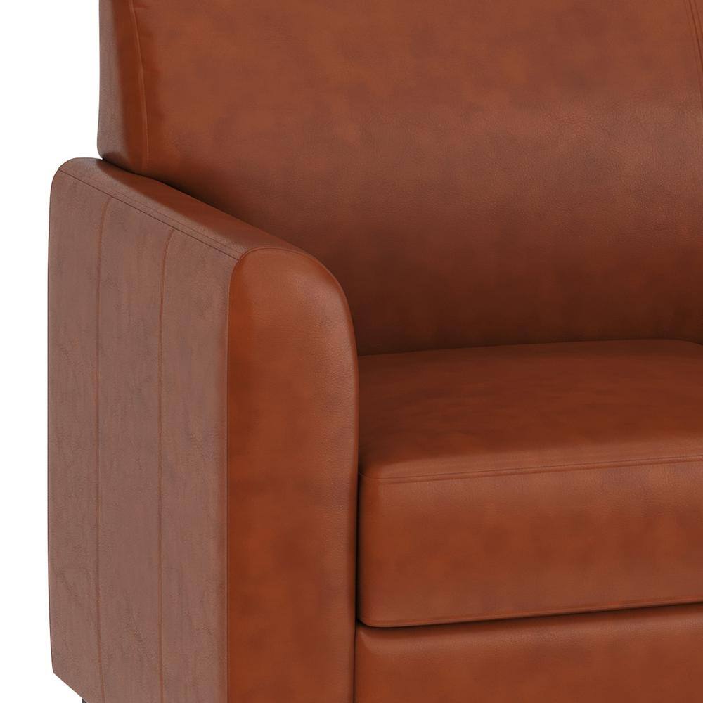 Cognac Faux Leather Flared Arm Reception Loveseat