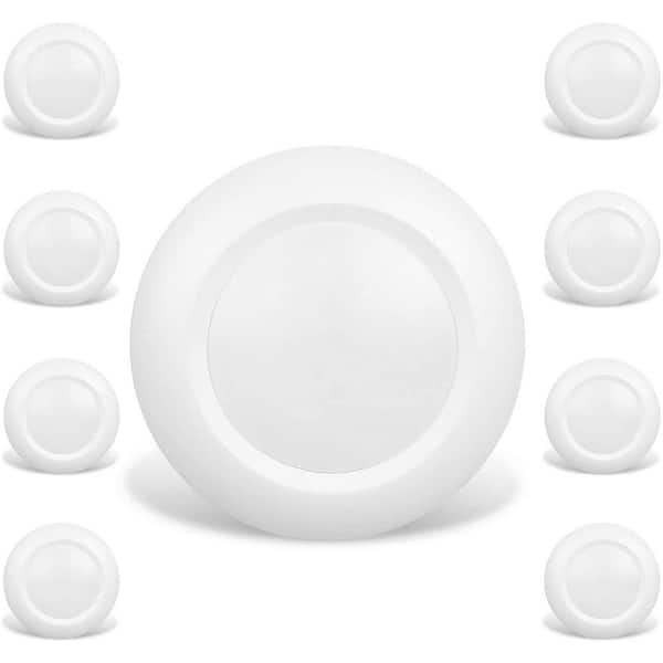 6 in. LED Flush Mount Disk Light, 15W 900 Lumens 5000K Daylight, Dimmable, Recessed or Surface Mount, 8-Pack, White