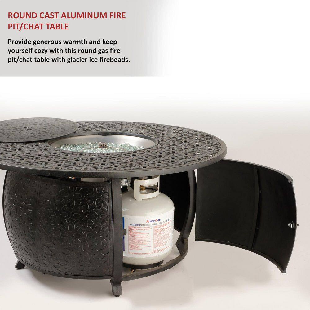 48" Bronze Cast Aluminum Round Gas Fire Pit Table