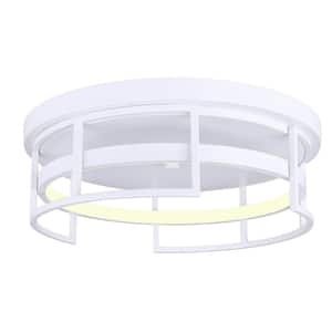 Amora 15 in. 1 Light Integrated LED Matte White Modern Flush Mount with White Metal Shade