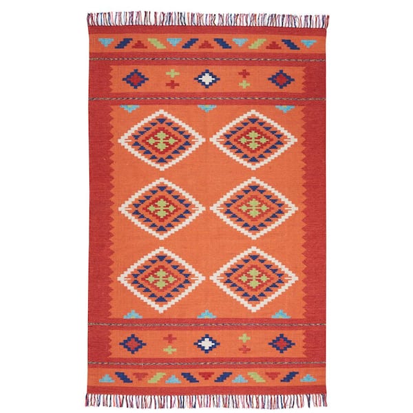 Nourison Baja Orange/Red 4 ft. x 6 ft. Tribal Transitional Area Rug