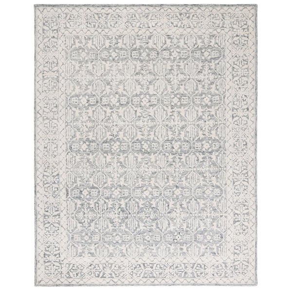 SAFAVIEH Metro Dark Gray/Ivory 8 ft. x 10 ft. Floral Border Area Rug