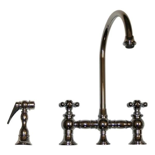 Whitehaus Collection Vintage III 2-Handle Side Sprayer Kitchen Bar Faucet in Polished Chrome