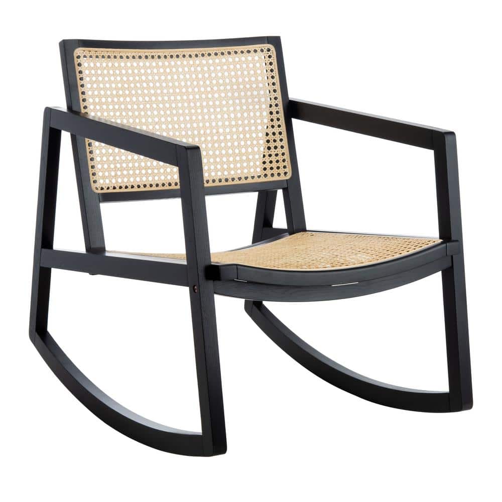 Perth 23'' Black & Natural Rattan Contemporary Glider Chair