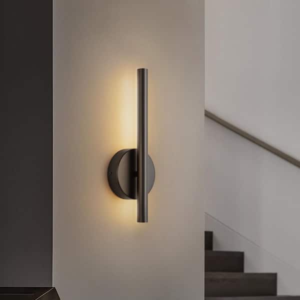 Rennnsan Brandon Contemporary 13.7-in H 1-Light Matte Black 3000K Dimmable LED Wall Sconce