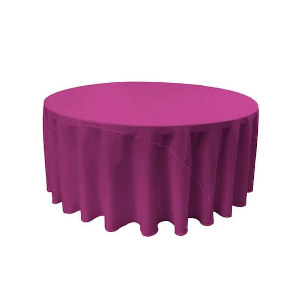 LA Linen Magenta 108 in. Round Polyester Poplin Tablecloth