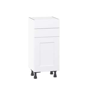 Wallace Painted Warm White Shaker Assembled Shallow Base Cabinet with Drawers (15 in. W X 34.5 in. H X 14 in. D)