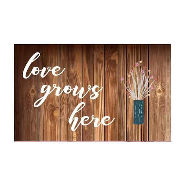 J&V TEXTILES 18 in. x 30 in. Love Grows Here Kitchen Cushion Floor Mat