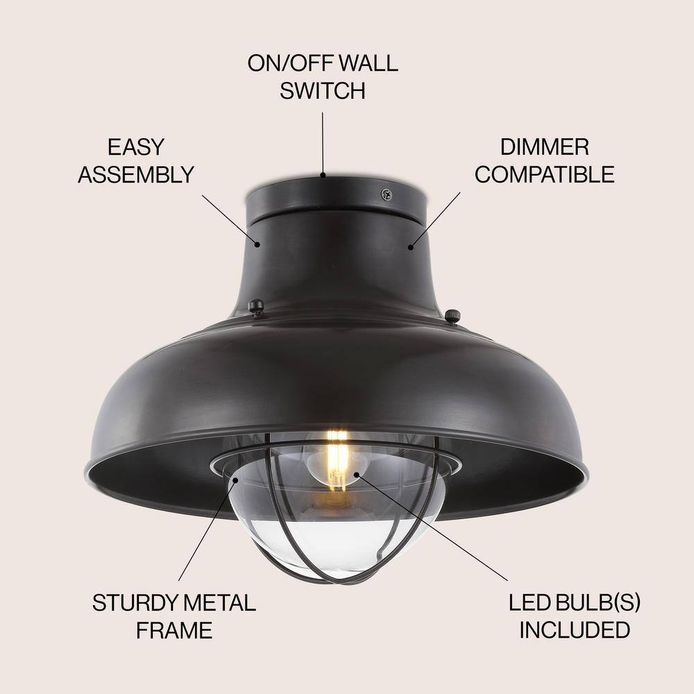 Cameron 13" Rustic Bronze Clear Glass LED Semi-Flush Mount