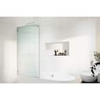 34 in. x 58.25 in. Left-Hand Single Fixed Frameless Fluted Frosted Bath Panel Radius Shower Tub Door