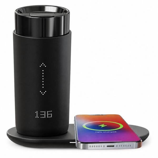 12 oz Dull Black Black Stainless Steel Ceramic Temperature Control Heated Coffee Mug App Controlled Warmer 1 Piece