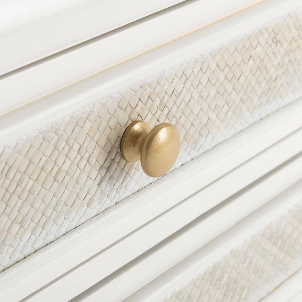 Elegant White and Gold Bamboo-Style Storage End Table