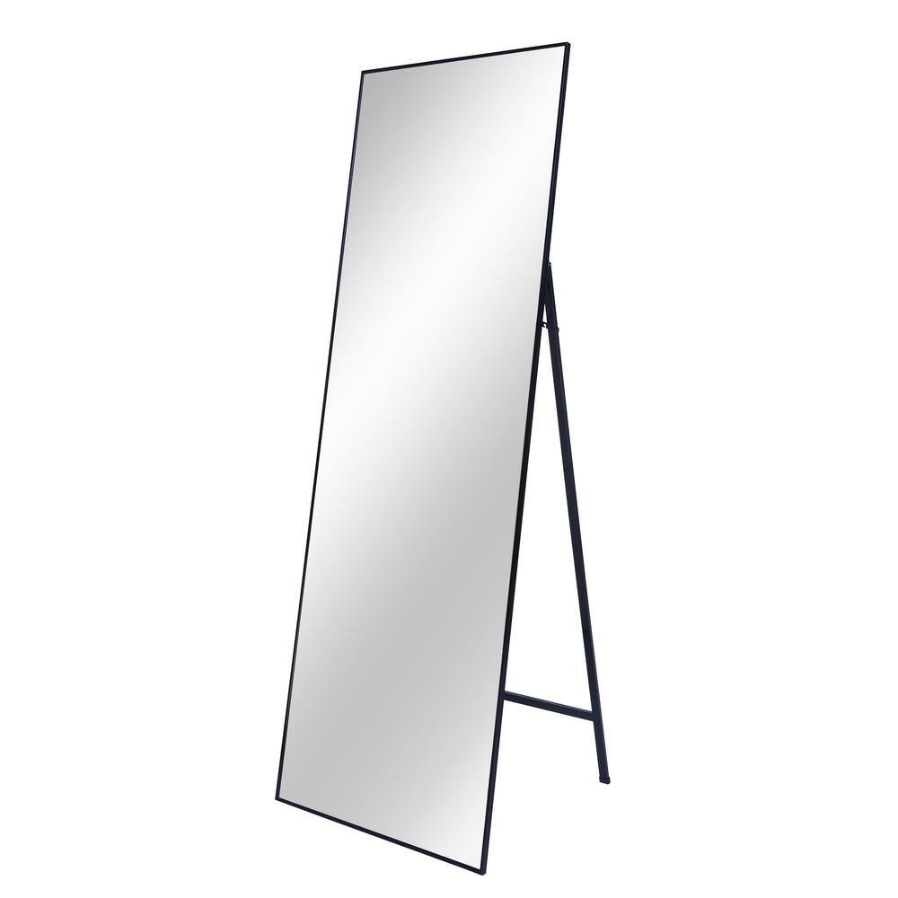 65 in. x 22 in. Black Full-Length Mirror, Floor Mirror Standing Hanging or 