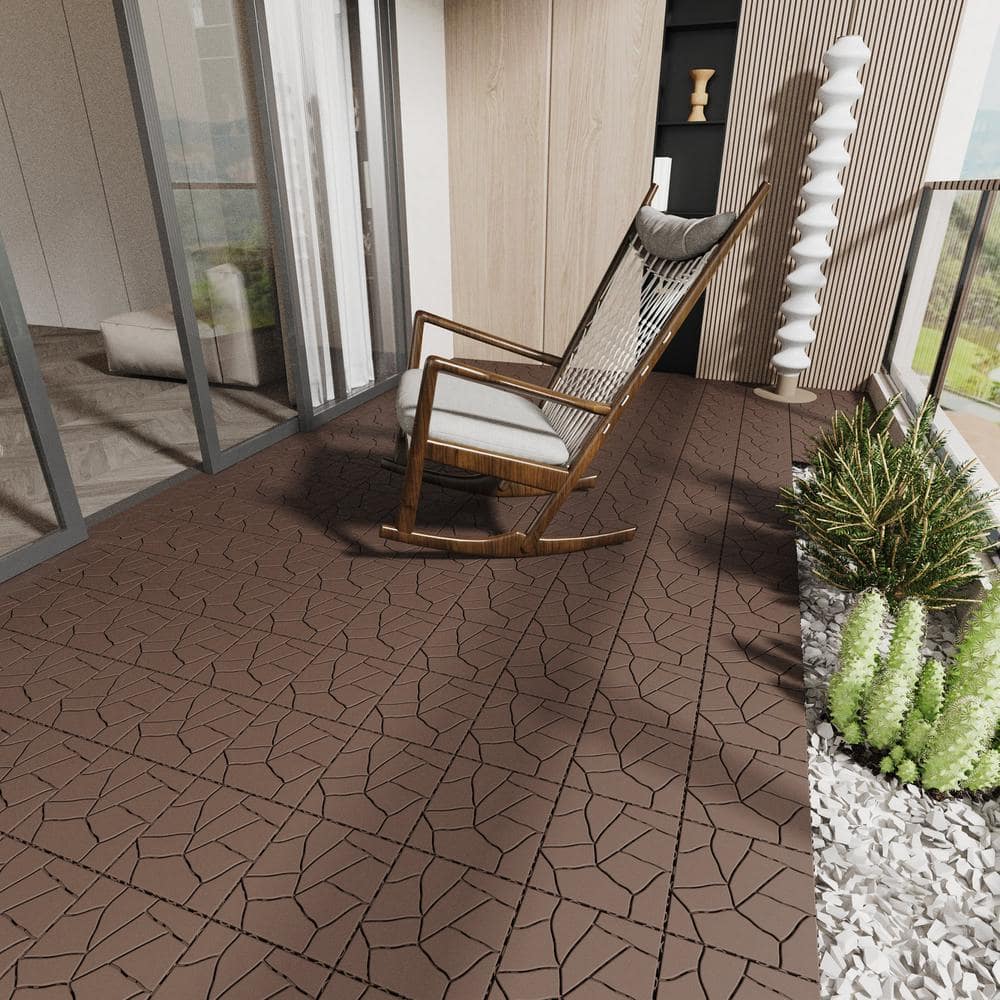 44pcs 12 in. x 12 in. Patio Deck Tiles, DIY Module Interlocking Decking Til