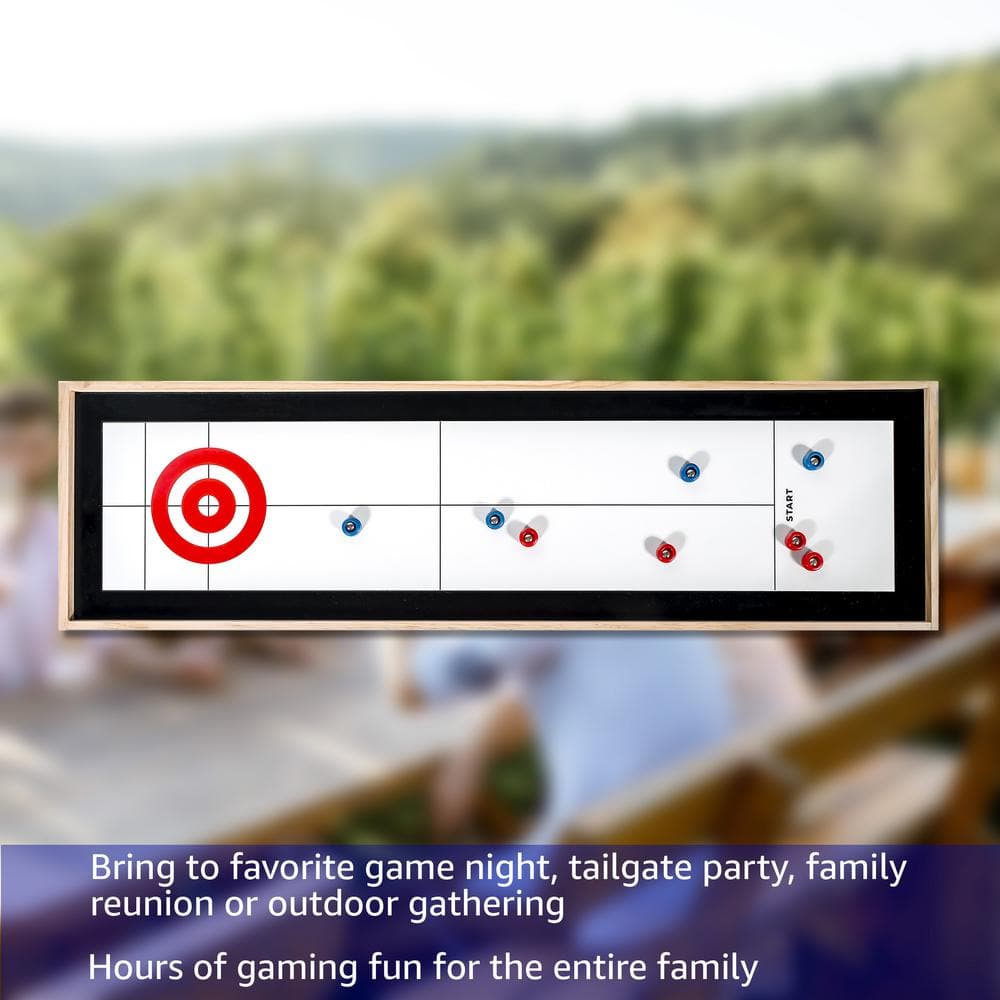 Pine Wood Table Top Shuffleboard and Curling Game