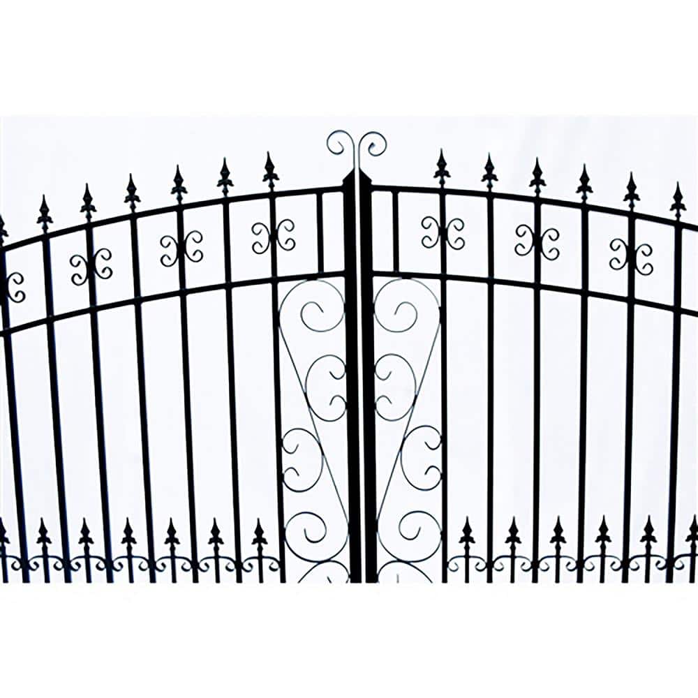 Venice Style Black Steel Dual Driveway Gate with Pedestrian Gate