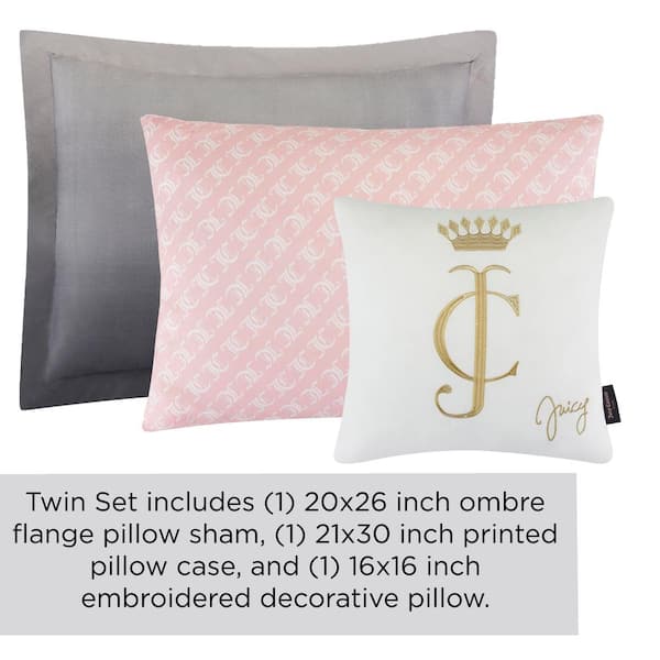 JUICY COUTURE Ombre 6-Piece Gray/Pink Reversible Microfiber Twin Comforter  Set JYZ015237 - The Home Depot
