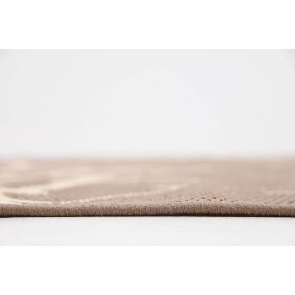 Brown and Beige Rectangular Synthetic Outdoor Area Rug