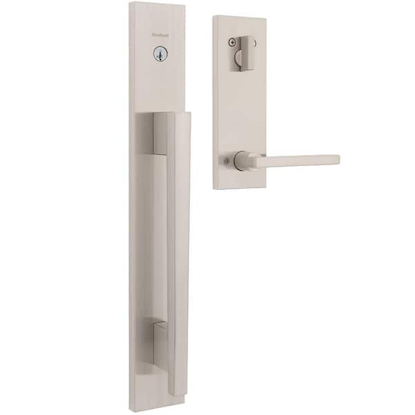 Caerus Satin Nickel Single Cylinder Keyed Entry Door Handleset featuring Kwik Slide Technology