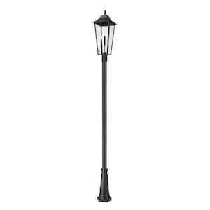 Gannon 3-Light Black Stainless Steel Hardwired Outdoor Marine Grade Post Light Set with no bulbs included