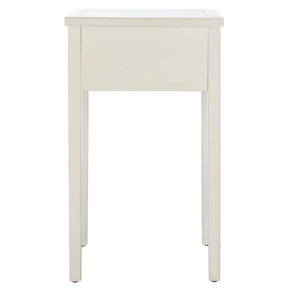 Beige Poplar Wood Nightstand with Storage Drawer