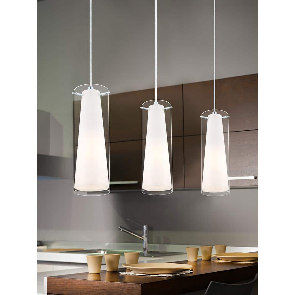 Pinto Chrome Finish Mini Pendant with Clear White Glass