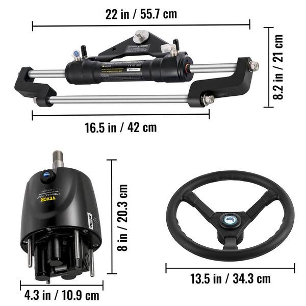 VEVOR Hydraulic Steering Kit 300HP Hydraulic Boat Steering VEVOR Hydraulic Steering Kit 300HP Hydraulic Boat Steering
