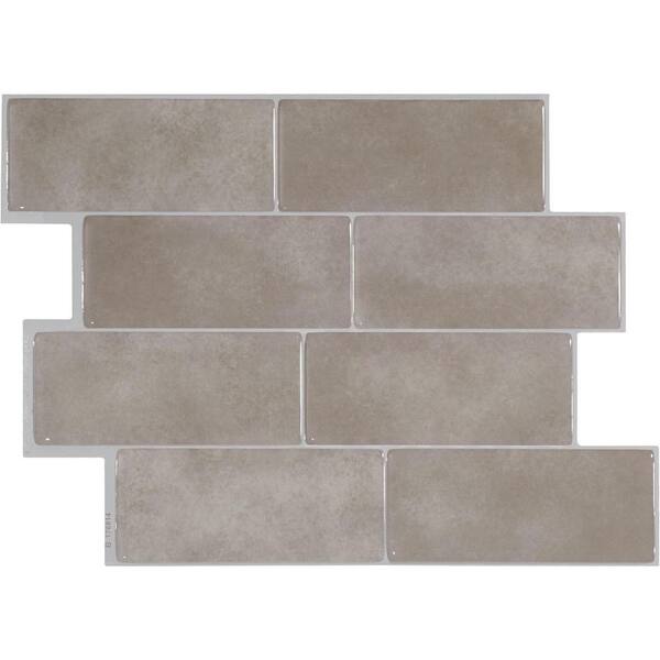 Brown 11.5 in. x 8.4 in. Vinyl Peel and Stick Backsplash 5-Pack