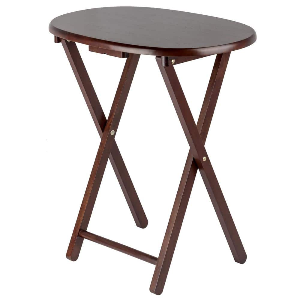 Mid-Century Modern Cappuccino Brown Oval Snack Table Set