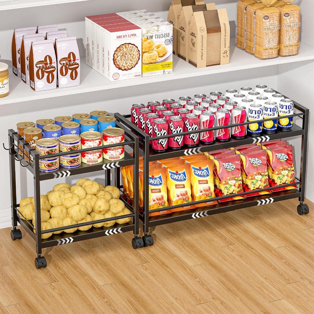 11.81 to 29.5 in 2 Tier Expandable Pantry Storage Cart Rolling Metal Black 1 Pack price history on PriceWatchPro