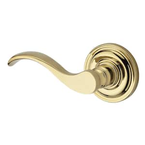 Reserve Curve Lifetime Polished Brass Left-Handed Half-Dummy Door Lever with Traditional Round Rose