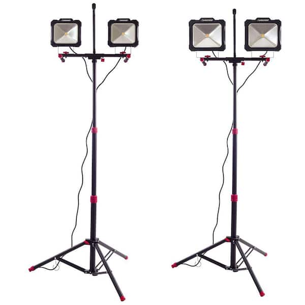 Husky 5000 Lumen Twin-Head LED Work Light and 7000 Lumen Twin-Head LED Work Light
